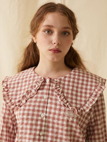 Puff Check Blouse Indie Pink - HOLLYSATUNS - Modalova