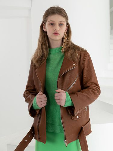 Oversize Leather Jacket Brown - THE SUIN - Modalova