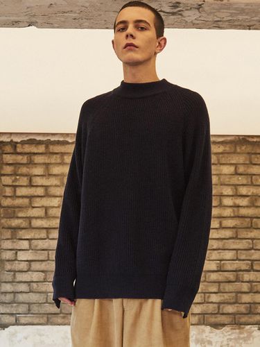 Mock Neck Wool Knit Navy - ROYAL `WE - Modalova