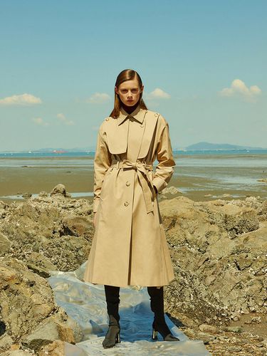 Two Way Trench Coat Sand Beige - JYKIM - Modalova