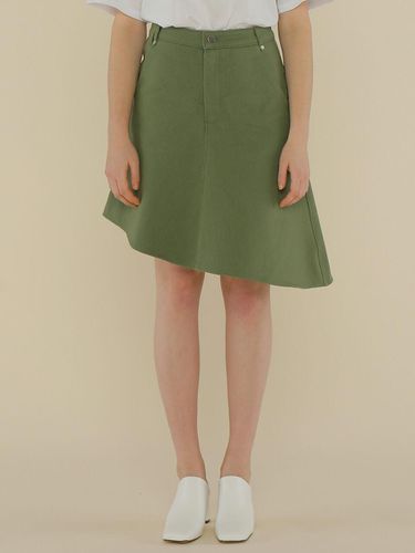 Asymmetrical Flare Cotton Skirt [] - AMONG - Modalova