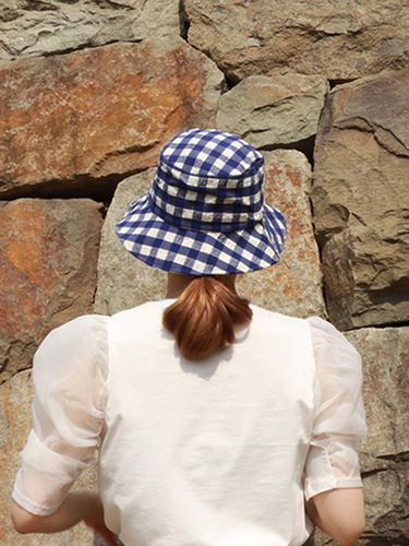 Check Bucket Hat - blue - MAD FACTORY - Modalova