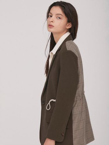 Contrasted Check Jacket_Khaki Brown - BLUV - Modalova