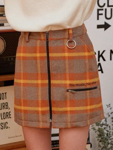 SK-19741) Zipper Check Skirt - ROLAROLA - Modalova