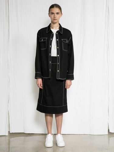 White Silk Stitch Skirt Black - JOSEPH AHN - Modalova