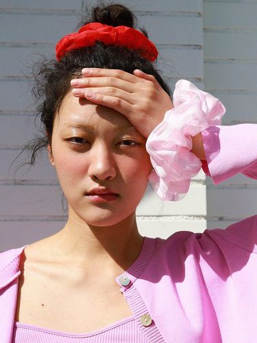 Cottoncandy check scrunchie (Pink) - August Harmony - Modalova