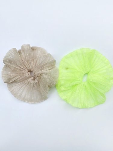 Dot pleats scrunchie (Neon green) - August Harmony - Modalova