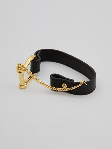 Gold Horeshoe Leather Bracelet - viollina - Modalova