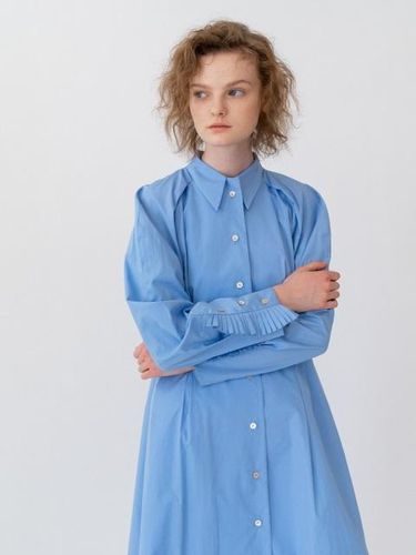 Pleated Cuffs Dress Blue - ANNE AND THE CRWD - Modalova