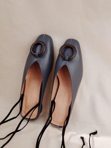 Wood Ring Mules Blue Stone - february second - Modalova