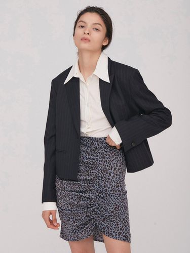 Leopard Shirring Mini Skirt_Sky Blue - BLUV - Modalova