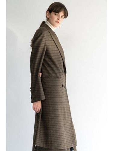 Check Double Wool Coat Khaki - AEER - Modalova