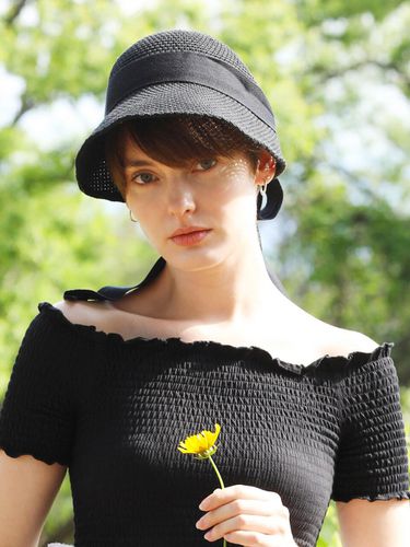 VENICE BLACK RIBBON HAT - SLEEPYSLIP - Modalova