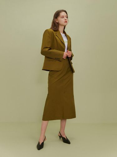 Front Slit Skirt Khaki - AMONG - Modalova