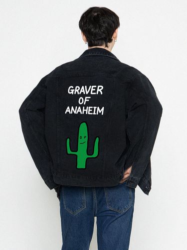 Big Cactus Drawing Oversized Denim Jacket - GRAVER - Modalova