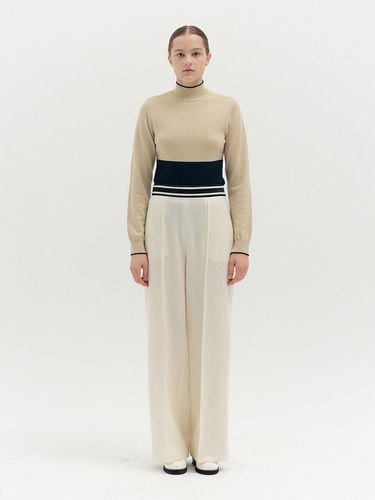 Contrast Trim Wide Leg Trouser - EENK - Modalova