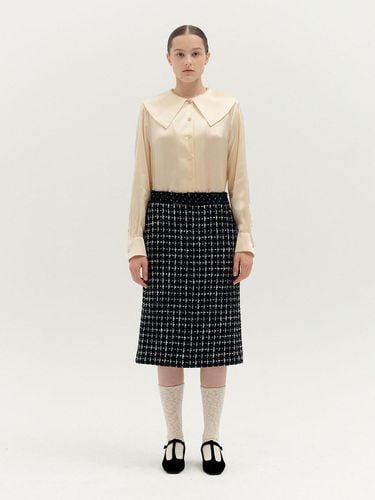 Check Tweed Midi Skirt_Black - EENK - Modalova