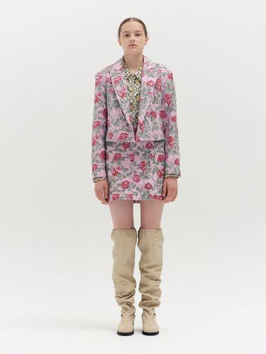 Floral Jacquard Cropped Jacket_Pink - EENK - Modalova