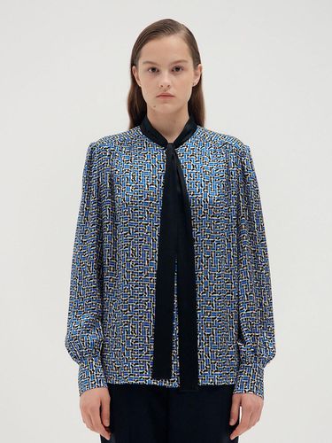 QUORRA Silk Tie-neck Blouse_Blue Multi - EENK - Modalova