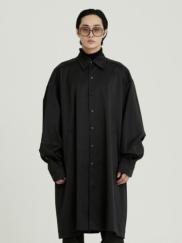 Nylon Detail Pocket Snap Long Coat - sunnus - Modalova