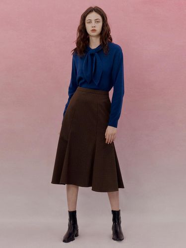 Check Pattern Mermaid Side Pocket Skirt - AMONG - Modalova