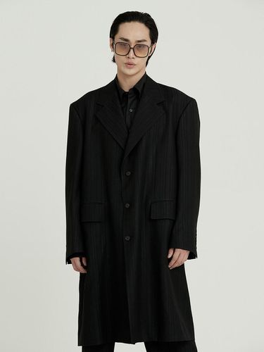 Wool Three Button Oversized Coat Stripe - sunnus - Modalova