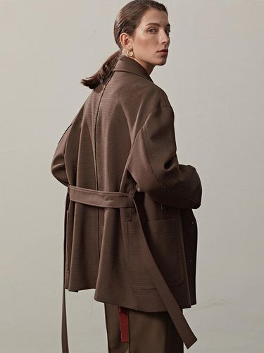 BELTED OVERSIZED HALF COAT JACKET() - ETCH - Modalova