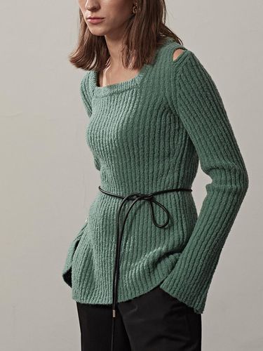 Ribbed-knit Square Neck Pullover_D.Mint - ETCH - Modalova