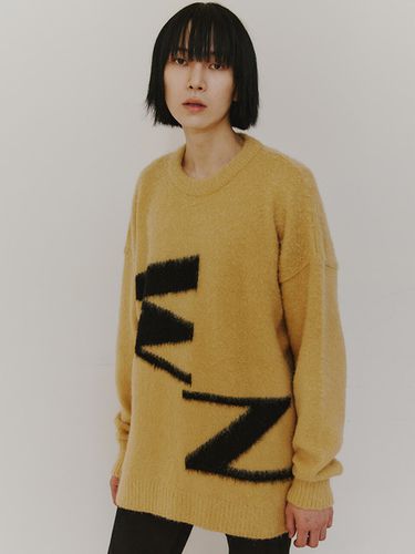 WZ Alpaca Intarsia Brushed Knit Sweater - WOOZO - Modalova