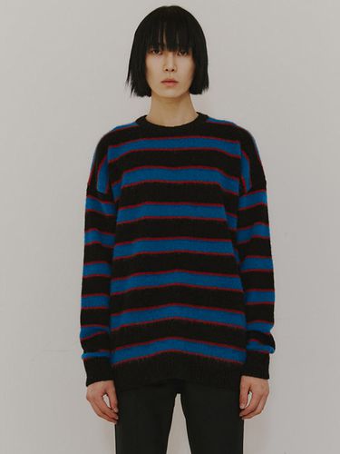 Alpaca Stripe Pattern Brushed Knit Sweater - WOOZO - Modalova