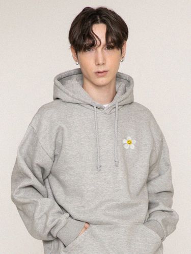 Flower Dot Embroidery White Clip Hoodie - GRAVER - Modalova