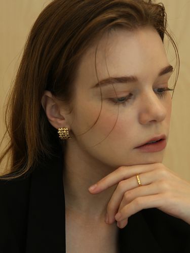 Square Check Earring E016 - LAZYDAWN - Modalova