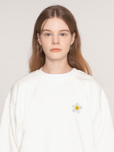 Flower Dot Embroidery White Clip Sweatshirt - GRAVER - Modalova