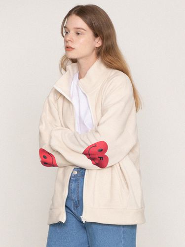 Heart Elbow White Clip Fleece Jacket - GRAVER - Modalova