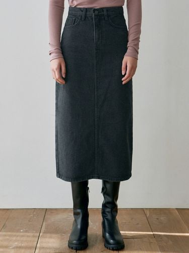 WASH H LONG DENIM SKIRT_BLACK DENIM - NICK&NICOLE - Modalova