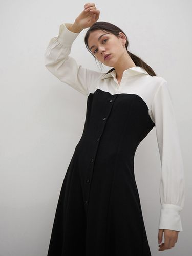 T03 LAYERED SHIRT LONG DRESS - bibyseob - Modalova