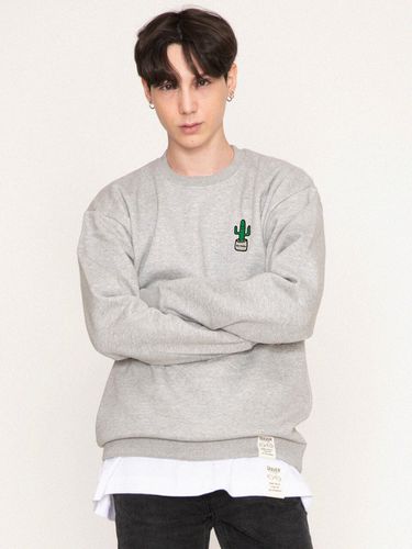 Drawing Cactus Embroidered Sweatshirt_Grey - GRAVER - Modalova