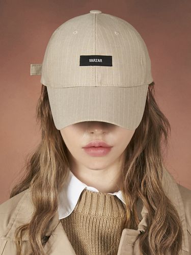 Retro Label Stripe Ballcap - Beige - VARZAR - Modalova