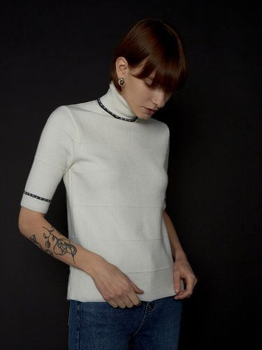 WHITE] Wool Jacquard Highneck Knit - ellonarc - Modalova