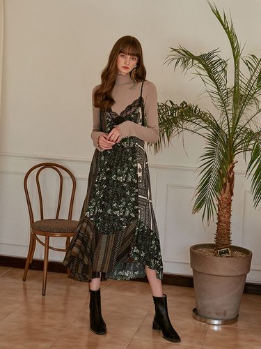 Slip Multi Pattern Dress_Green - ETMON - Modalova