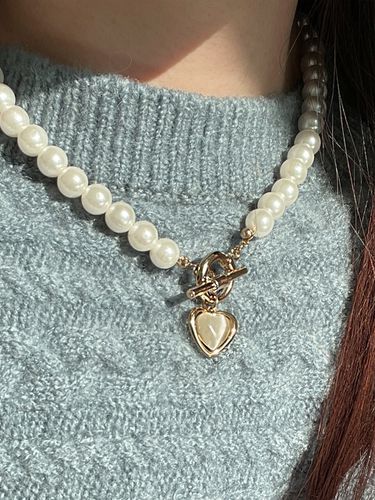 Heart Pearl Necklace - Primaute - Modalova