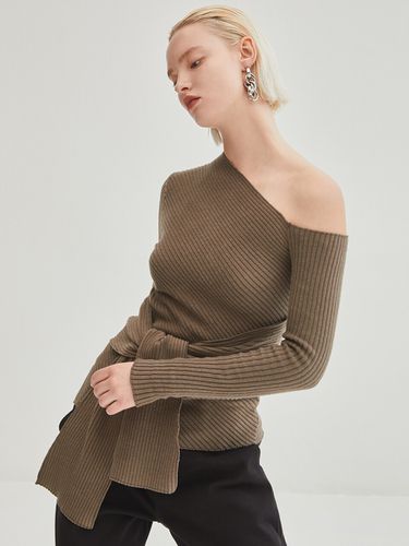 TIED WAIST ONE SHOULDER TOP_KHAKI BROWN - ONNE - Modalova