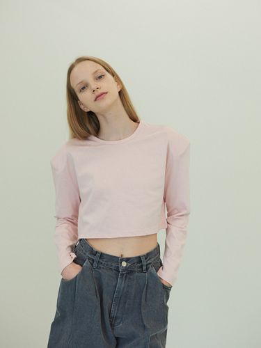 Padded Shoulder Crop Top_3 Colors - SOFT SEOUL - Modalova