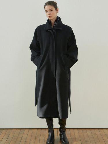 Wide Collar Long Coat_Black - NICK&NICOLE - Modalova