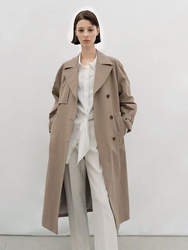 Cotton Blend Trench Coat_Brown - AVA MOLLI - Modalova