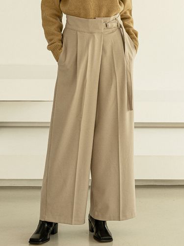 Belt Wide Wool Pants_Beige - ARDOROBE - Modalova