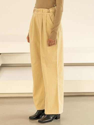 Corduroy Strap Wide Pants - ARDOROBE - Modalova