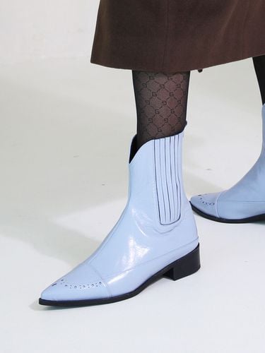 Wing tip western ankle boots - Sky blue - february second - Modalova