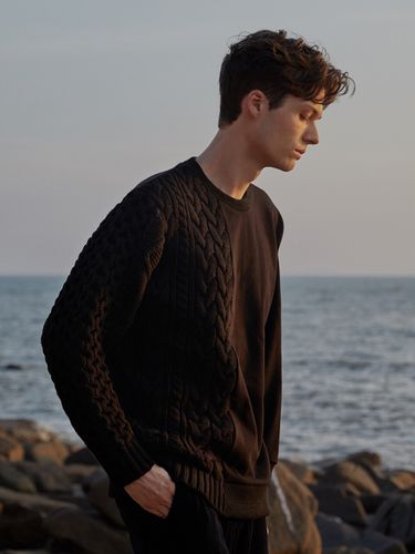 Cable Knit Sweatshirt_Black - filobisknot - Modalova