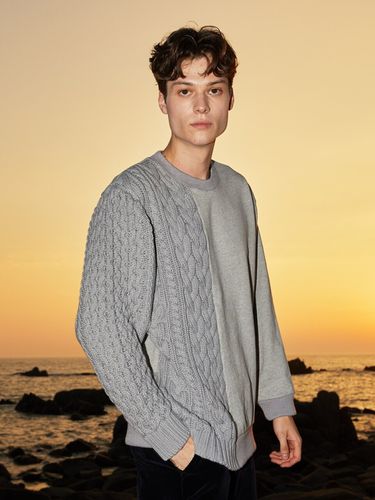 Cable Knit Sweatshirt_Grey - filobisknot - Modalova